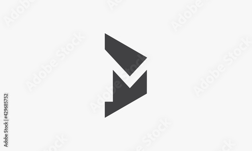abstract negative space letter M logo concept on white background.