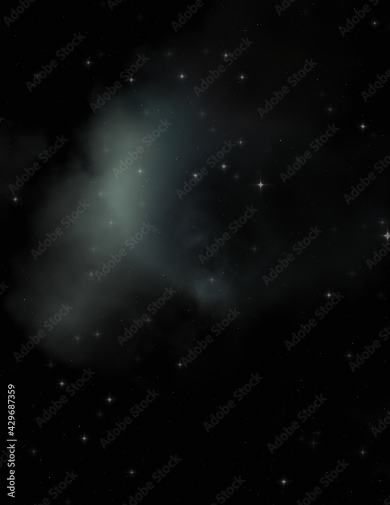 Fototapeta premium Star field in galaxy space with colorful nebula. Sci fi background of deep space. Ethereal wallpaper.