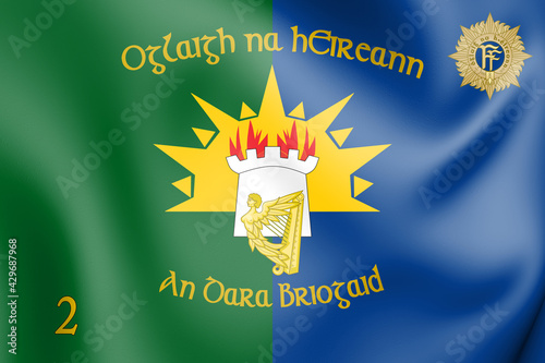 3D Flag of 2nd Brigade, Ireland. 3D Illustration. photo