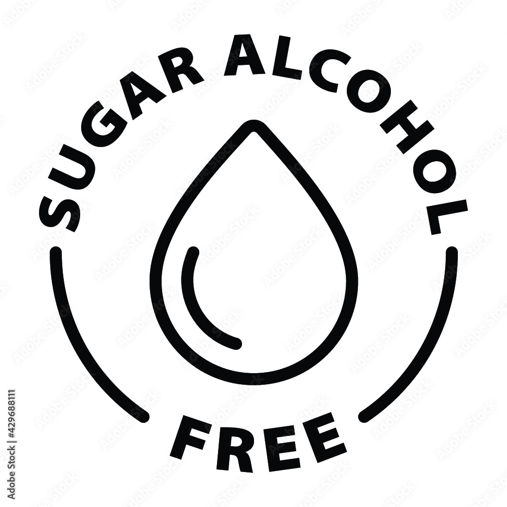 no sugar alcohol free black outline label icon on transparent