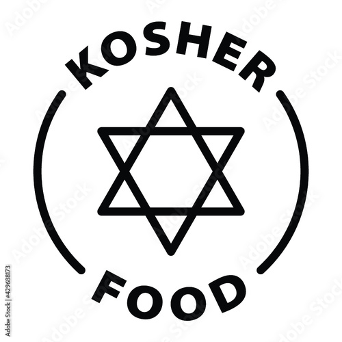 kosher food black outline label icon on transparent background