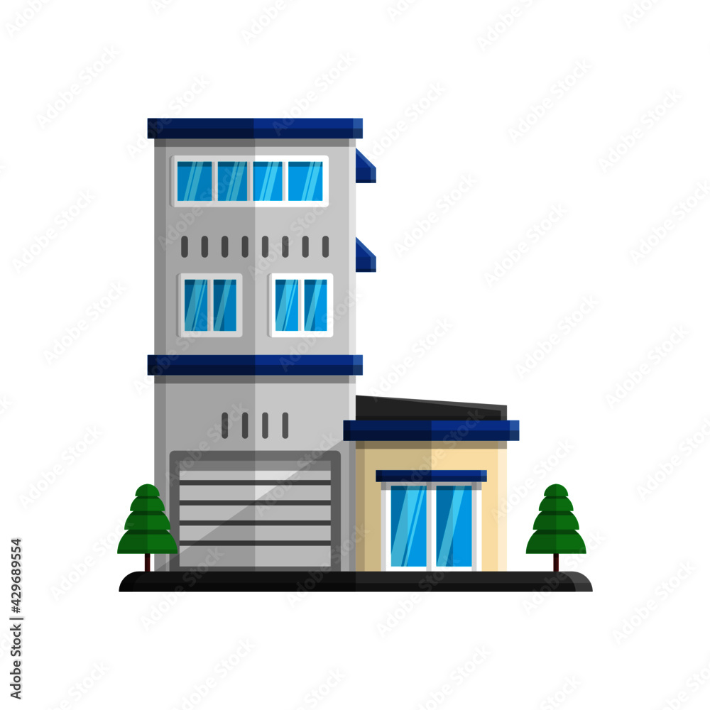 vector illustration of house decorated with mini apartment shaped elements