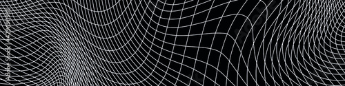 Abstract black and white striped grid background. Geometric pattern with the effect of visual distortion. Optical illusion. Op art