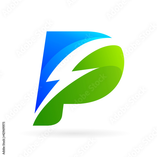 power logo letter p concept