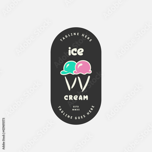 Ice cream and gelato logo design vector template. Vector illustration.