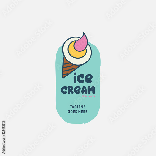 Ice cream and gelato logo design vector template. Vector illustration.