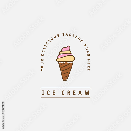 Ice cream and gelato logo design vector template. Vector illustration.
