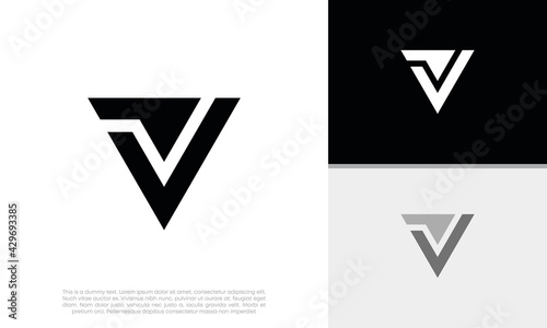 Innovative high tech logo template. Template label for blockchain technology. Technology Logo. Initials V logo design.