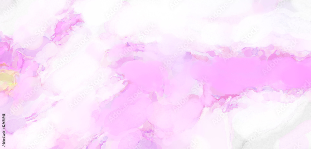 Fototapeta premium Modern painting of soothing brush strokes resembling alcohol inks. Watercolor abstract painting with pastel colors for poster, wall art, banner, card, book cover or packaging.