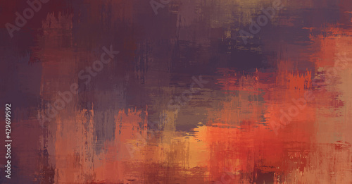 Background with crossed wild brush strokes. Colorful and vibrant illustration. Painted art. Creative abstract painting.
