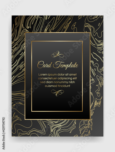 Golden marble shiny glowing blank frame