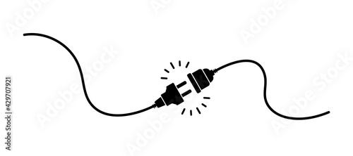Electric socket with a plug. Electric Plug connect socket. Get connected or disconnect. Concept of web banner 404 error, disconnection, loss of connect, loss of connection. Vector illustration