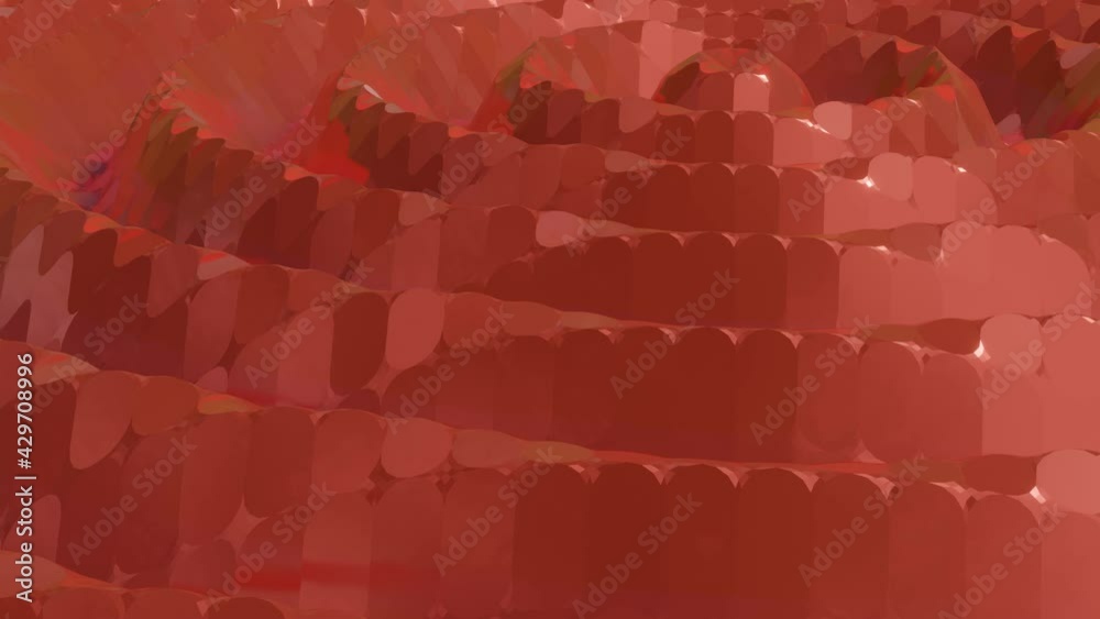 low poly orange moving background. looped animated surface. 3d render