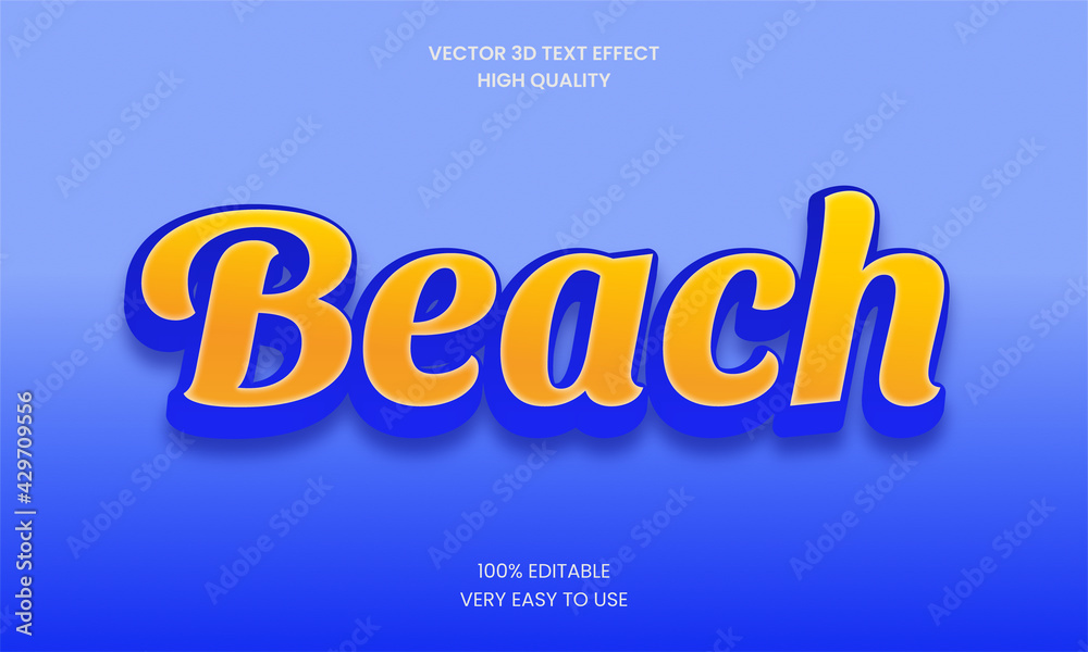 Beach 3d Editable Text Effect Styles Premium Vector