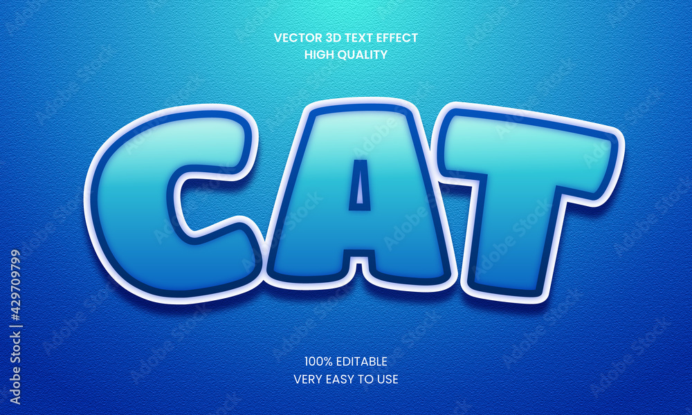 Cat 3d Editable Text Style Effect Premium Vector Stock Vector | Adobe Stock