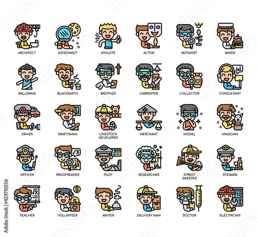 Set of Career-1 man thin line and pixel perfect icons for any web and app project.