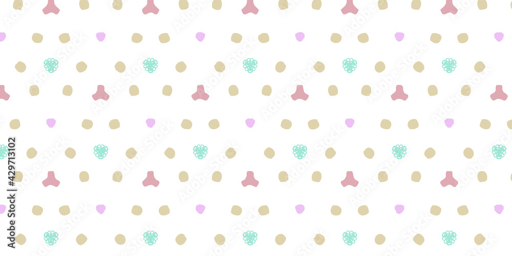 ピンクと水色と黄黄色のドットのパターンの背景イラスト
