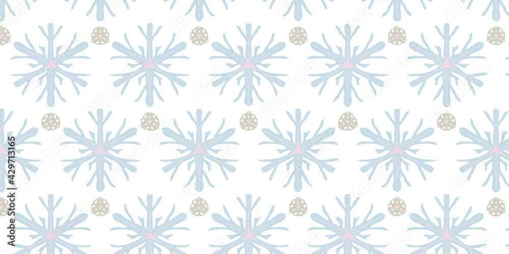 水色の花と雪の結晶のパターンの背景イラスト
水色の花と雪の結晶のパターンの背景イラスト