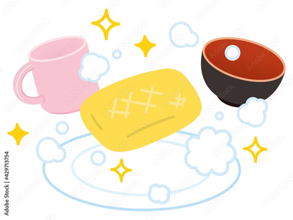 食器洗いのイメージイラスト 食器洗いのイメージイラスト