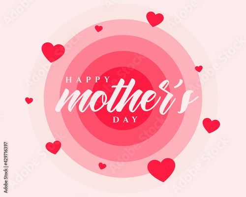 happy mothers day poster design with red hearts