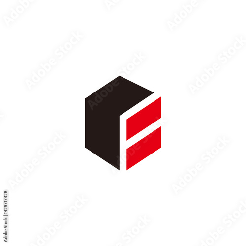 abstract letter rb box shape geometric logo vector