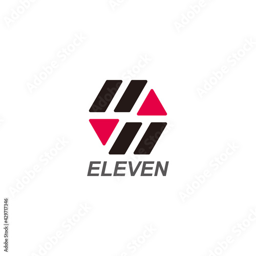 two eleven symbol geometric hexagonal logo vector