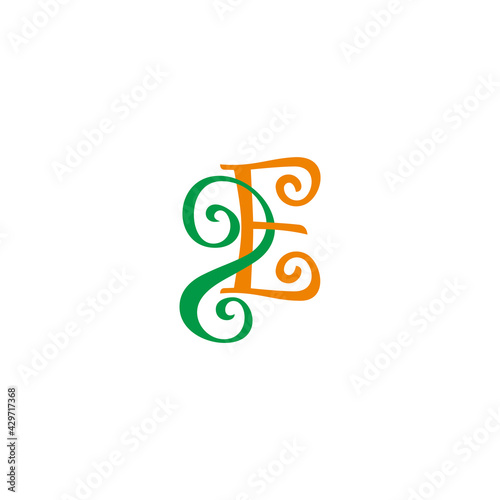 letter 2e connect design curves simple colorful logo vector