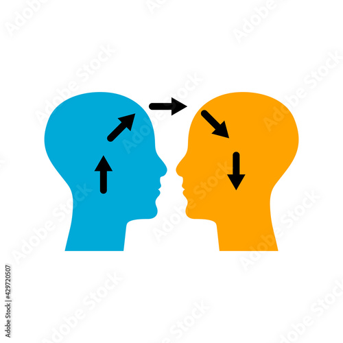 Empathy logo. Two people communicate. Psychology of interaction icon