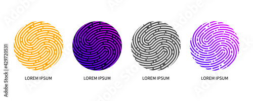 Fingerprint logo. Security concept. Digital authentication icon