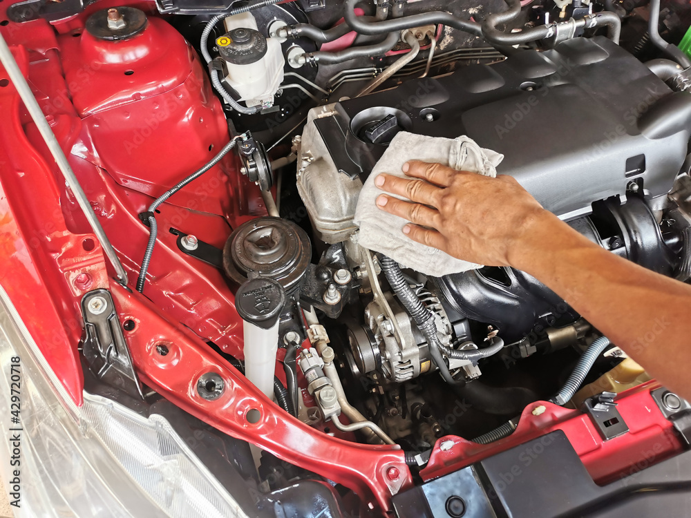 Fototapeta premium Wipe the engine room clean