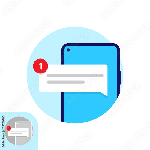 one new notification on smartphone screen concept illustration flat design vector eps10. modern graphic element for landing page, empty state ui, infographic