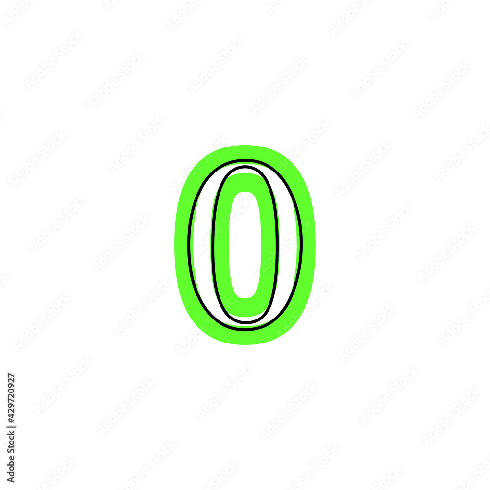 number o zero with black border on green silhouette, environmentally sustainable style number o zero with black border on green silhouette, environmentally sustainable style