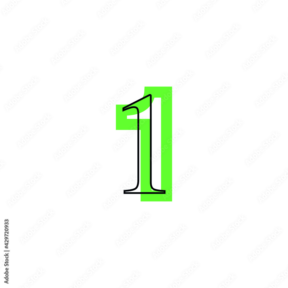 number 1 one with black border on green silhouette, environmentally sustainable style number 1 one with black border on green silhouette, environmentally sustainable style