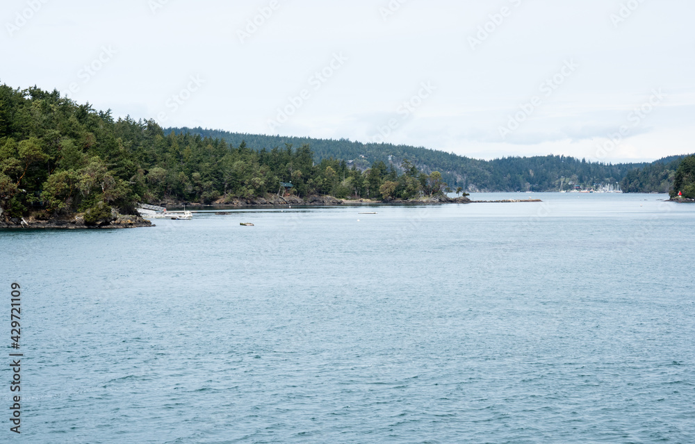 Scenic view from abord a ferry from Friday Harbor to Orcas Island - San Juan Islands, WA, USA Scenic view from abord a ferry from Friday Harbor to Orcas Island - San Juan Islands, WA, USA