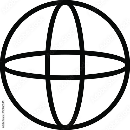 Black and white image of globe as earth symbol