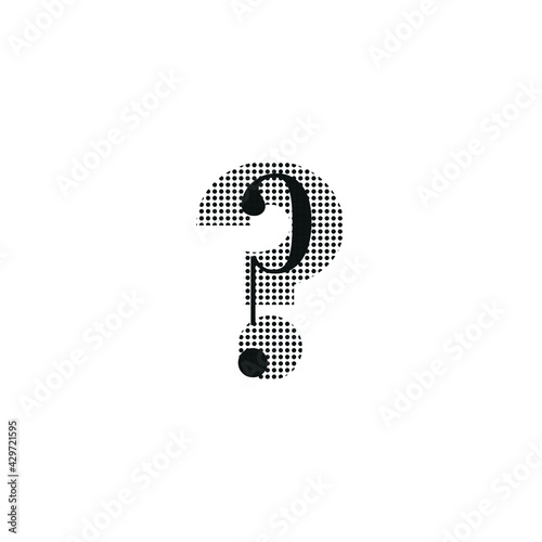 question mark uppercase, black color with dotted texture, typewriter character, editable vector