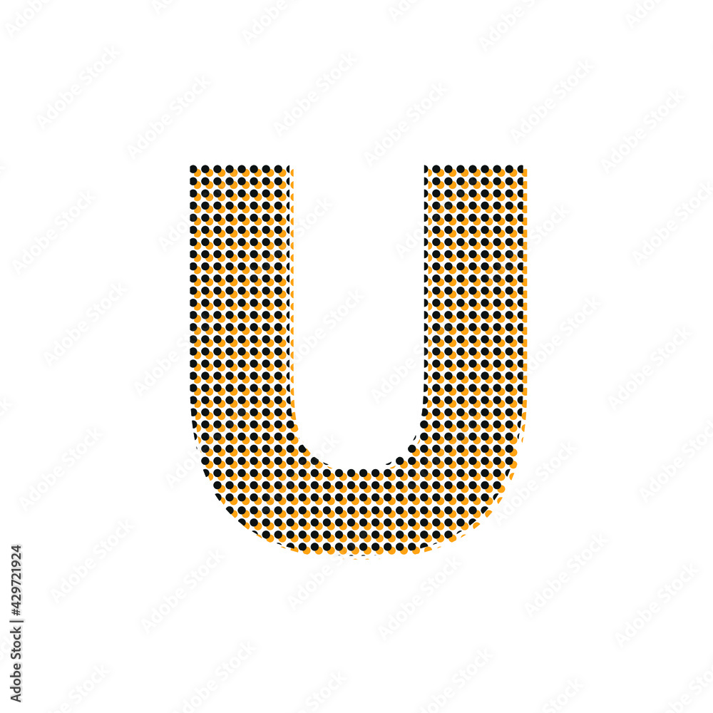symbol letter U, capital letter, with dots texture for fancy and fancy party, editable vector symbol letter U, capital letter, with dots texture for fancy and fancy party, editable vector
