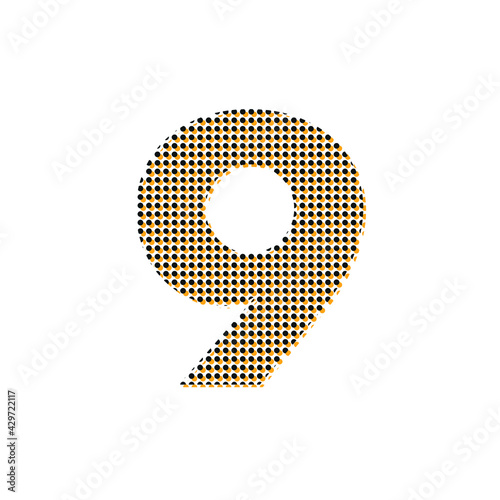 number nine 9 symbol, warning dots texture