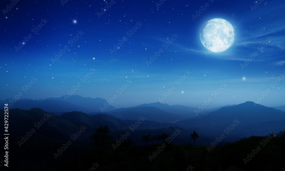 Fototapeta premium Full moon in night sky.