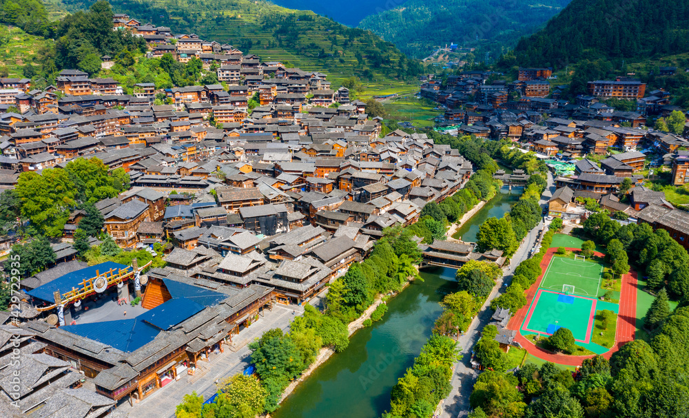 Qianhu Miao village in Xijiang, Qiandongnan, Guizhou Province, China