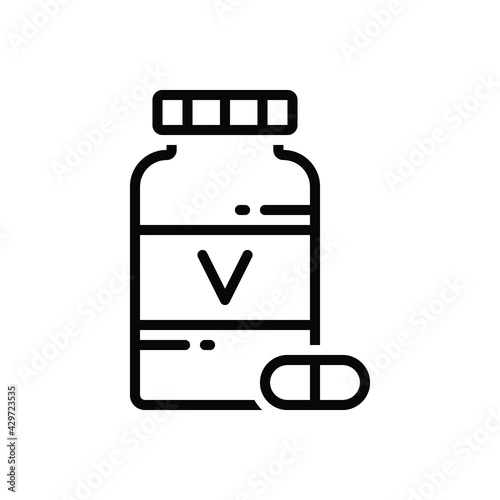 Black line icon for vitamin