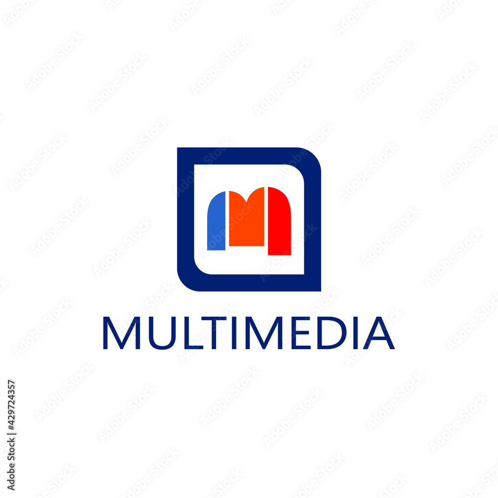 abstract logo of letter M in a box abstract logo of letter M in a box