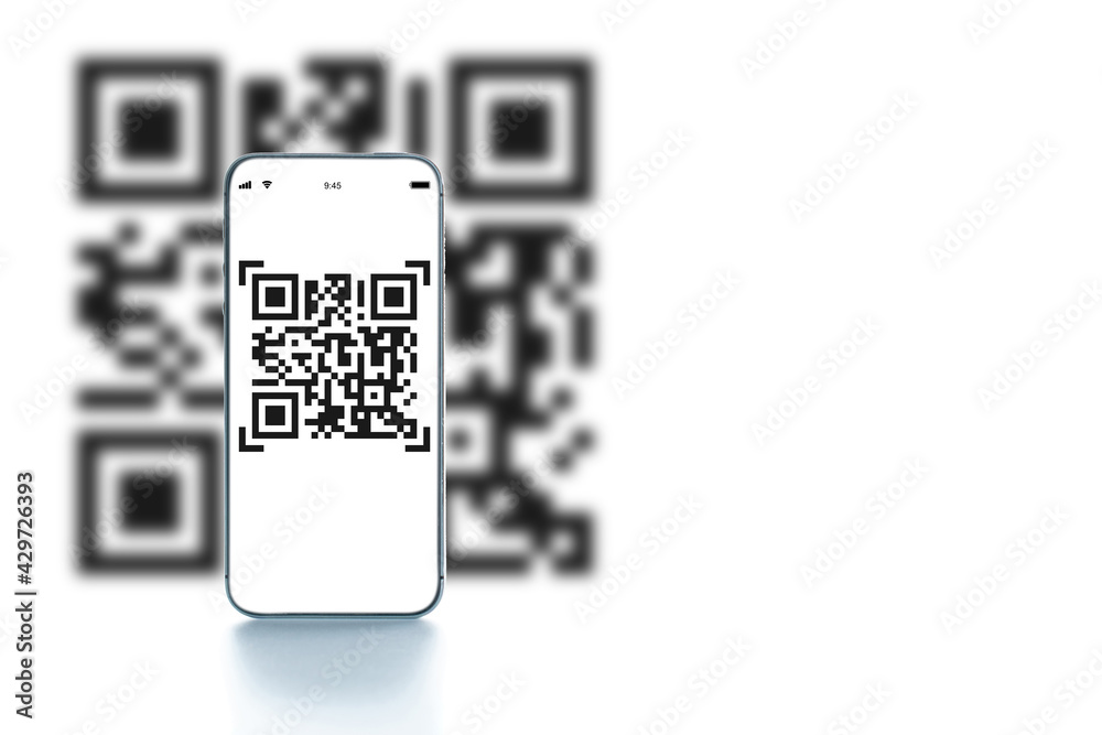 Ahuyentar Oxidado Sudamerica Mobile qr code. Digital mobile smart phone with qr code scanner on  smartphone screen for payment, online pay, scan barcode technology. Mobile  banking. Customers can pay through qrcode. foto de Stock 