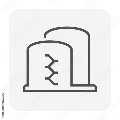 Oil gas tank vector icon. Industrial container for storage natural gas, petroleum liquid i.e. crude, gasoline, diesel. For refinery, manufacturing, production industry in factory, petrochemical plant.