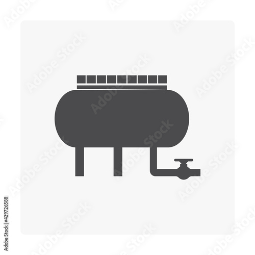 Oil gas tank vector icon. Include pipeline for storage, transport natural gas and petroleum liquid i.e. crude, gasoline, diesel. For refinery, fuel production industry in factory, petrochemical plant.