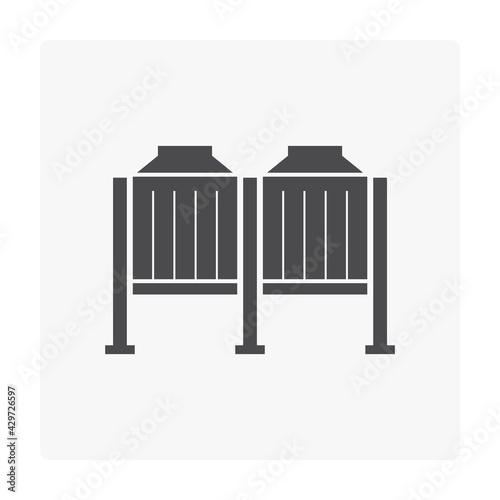 Oil gas tank vector icon. Industrial container for storage natural gas, petroleum liquid i.e. crude, gasoline, diesel. For refinery, manufacturing, production industry in factory, petrochemical plant.