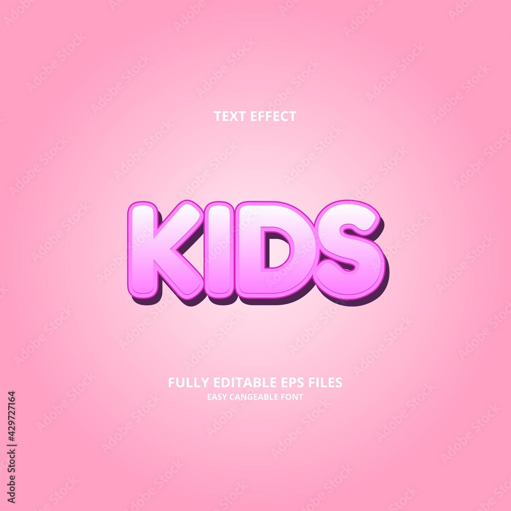 Editable text effect kids title style