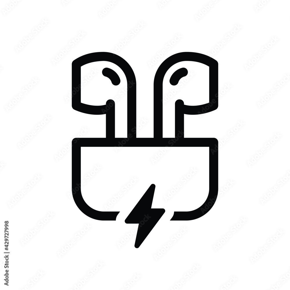 Airpod energy charge earphones icon. Airpod energy charge earphones icon.