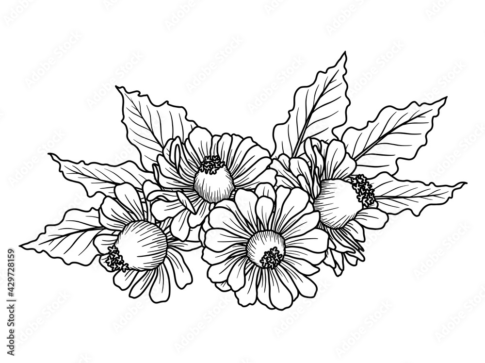 Obraz premium Flowers. You can use this beautiful file to print on greeting card, frame, mugs, shopping bags, wall art, telephone boxes, wedding invitation, stickers, decorations, and t-shirts.