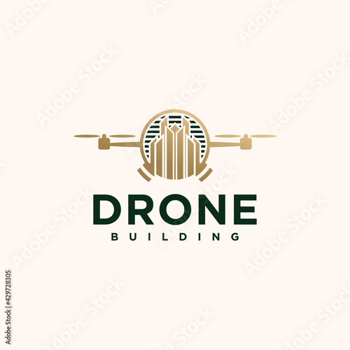 abstract drone logo. city icon drone logo for housing and urban areas